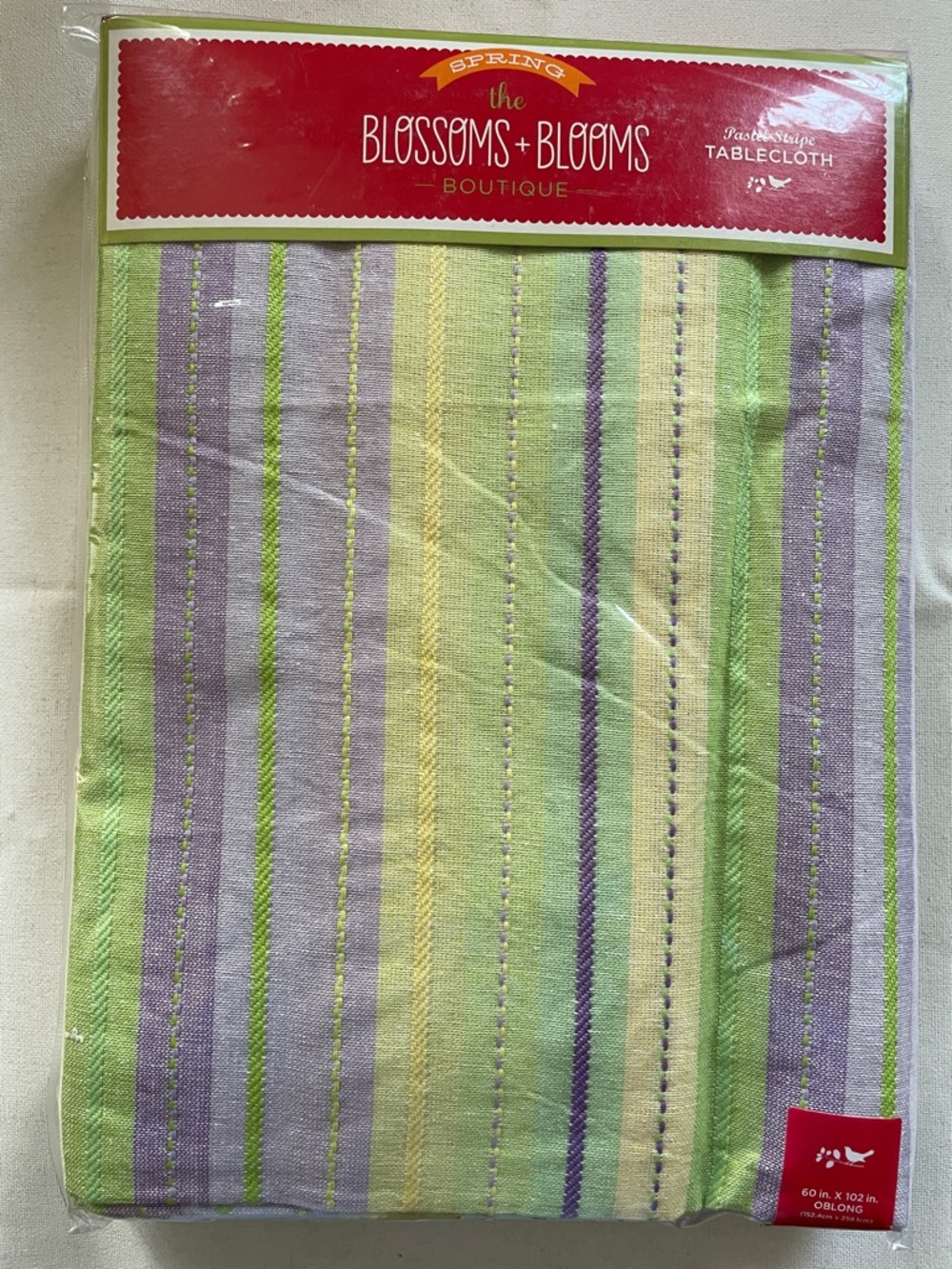 Blossoms + Blooms Spring Pastel Stripe Tablecloth